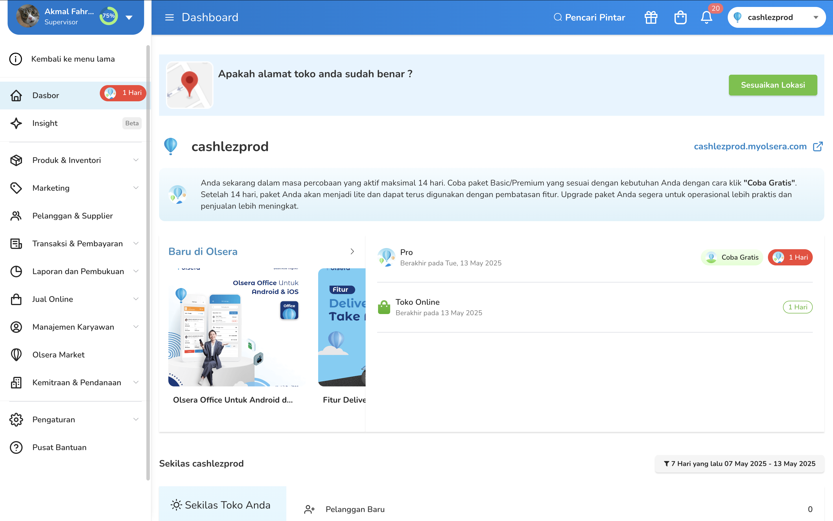 Olsera Backoffice Screenshot