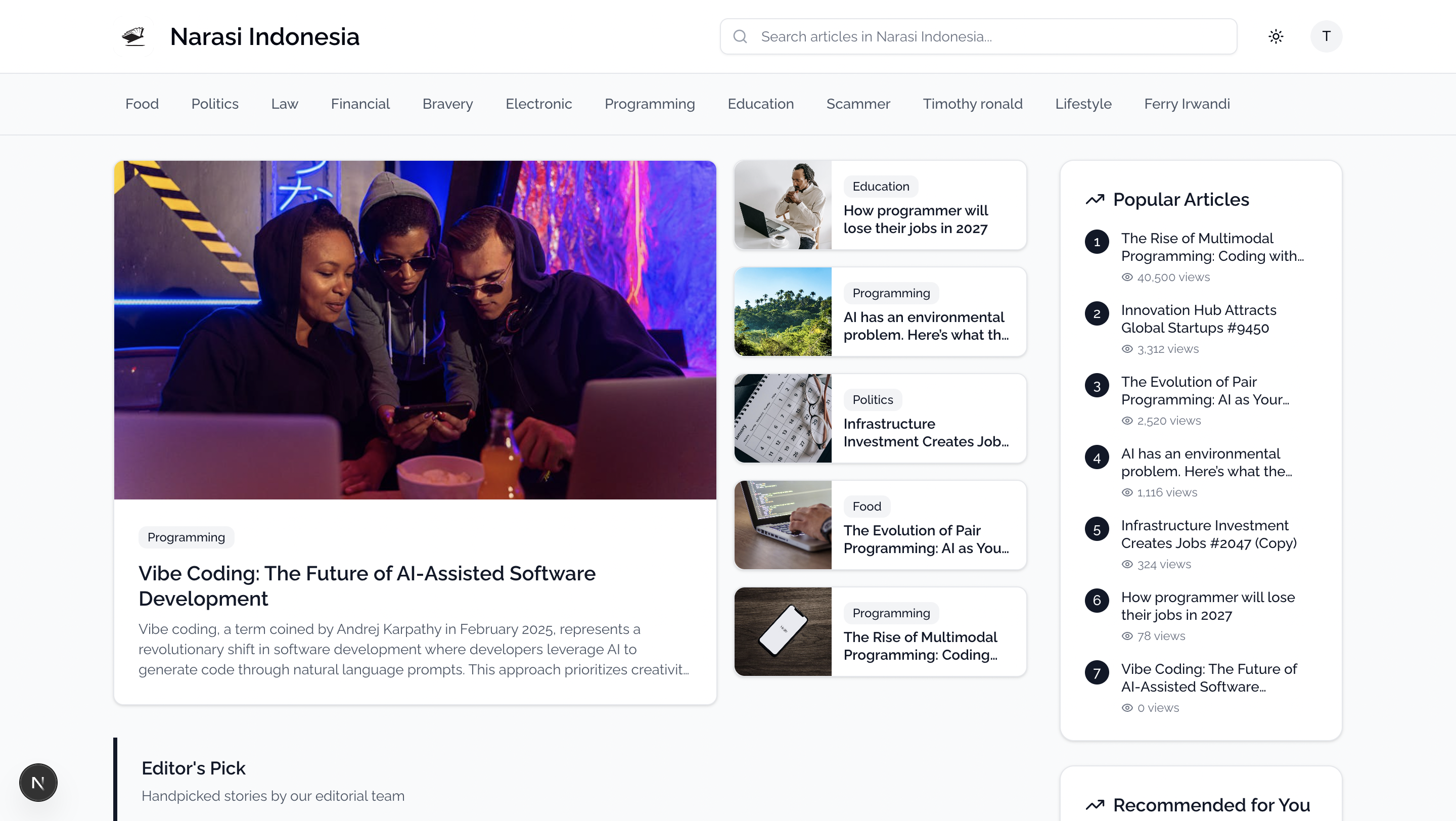 One Portal Frontend Screenshot